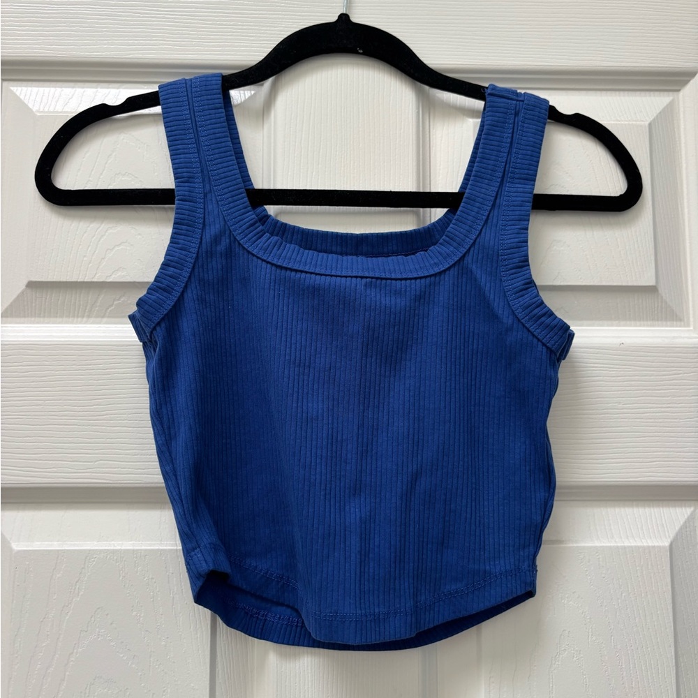 Madewell Blue Ribbed Crop Top